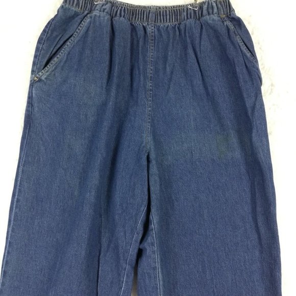 Erika Womans Jeans Straight Leg Blue Denim Embroidered Floral Elastic Petite PM - Picture 3 of 14